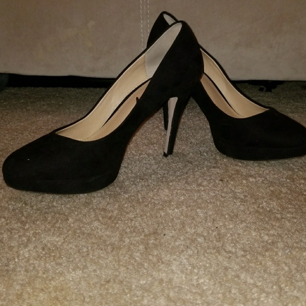 H&M Black Suede Platform Heels